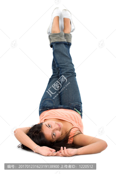 地板上的女性畫像