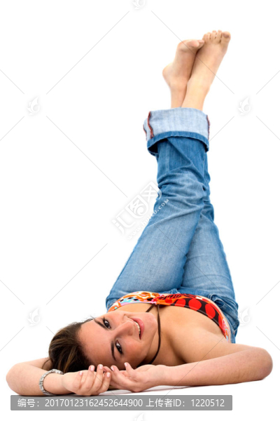 地板上的美麗的女性畫像