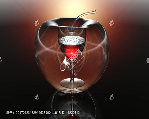 3D透明的蘋果