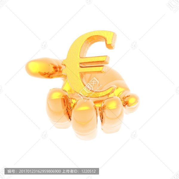 手上有一個金色的貨幣符號孤立在一個白色
