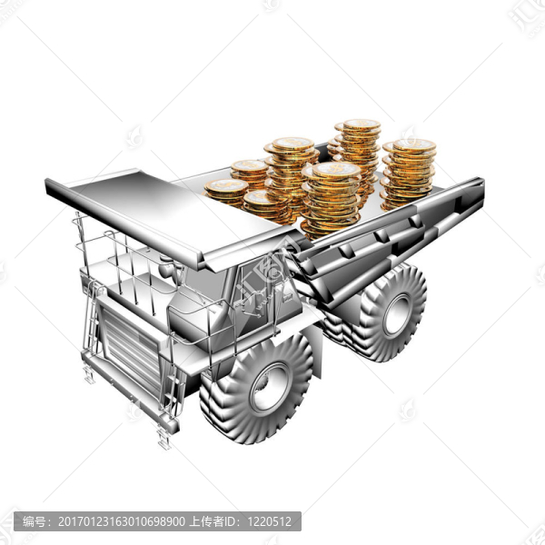卡車用金色的硬幣