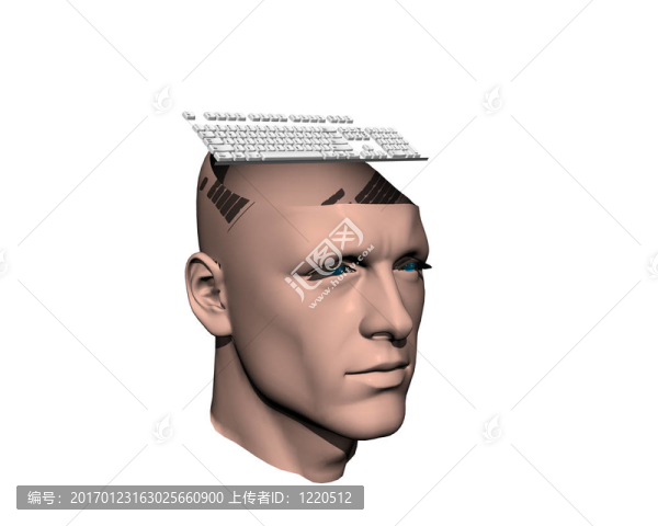3D男子破解頭與鍵盤