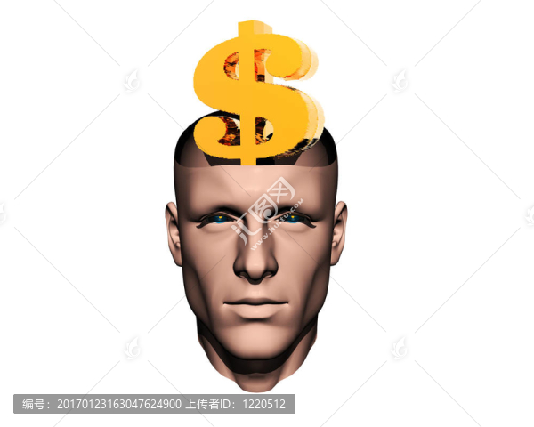男人頭上帶著金色美元的標志