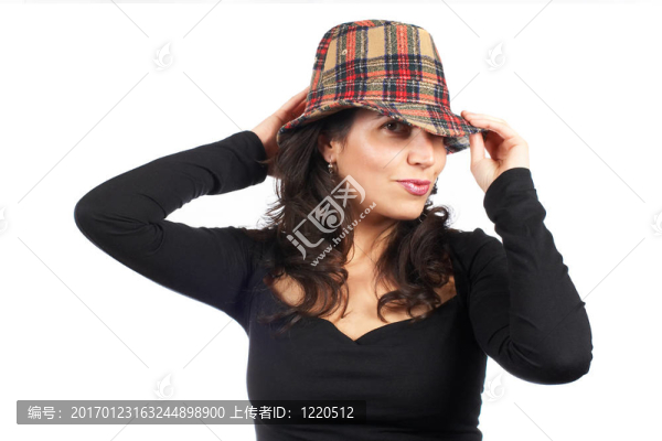 帶帽子的快樂休閑女人