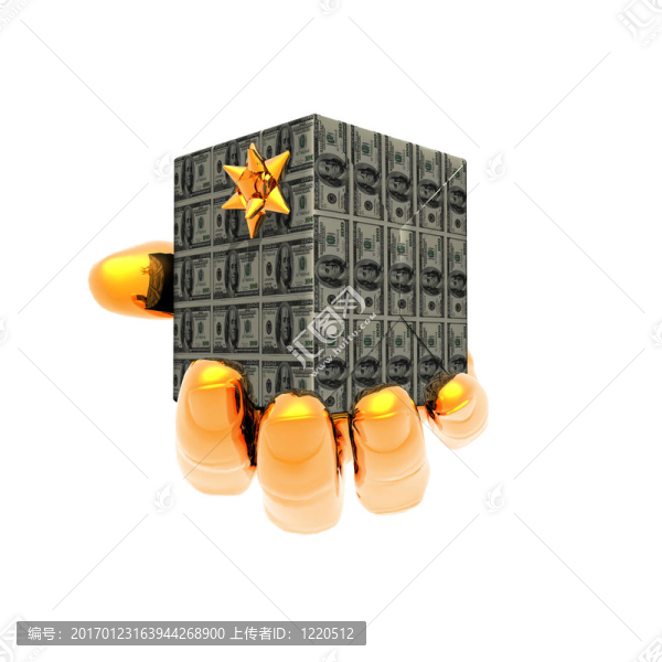 禮品盒金字塔與美元紙幣紋理