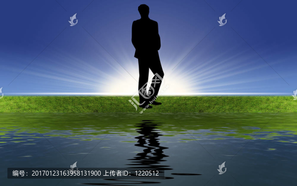 草地上的男人剪影