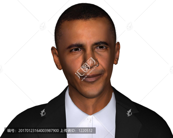 貝拉克·奧巴馬三維模型孤立在一個(gè)白色
