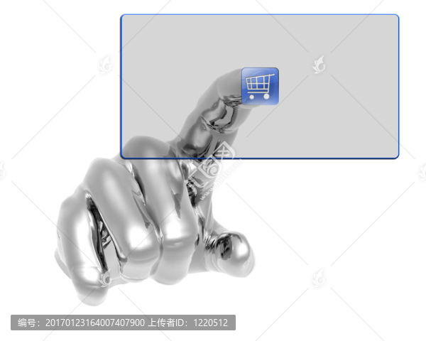 3D手推透明藍(lán)色按鈕