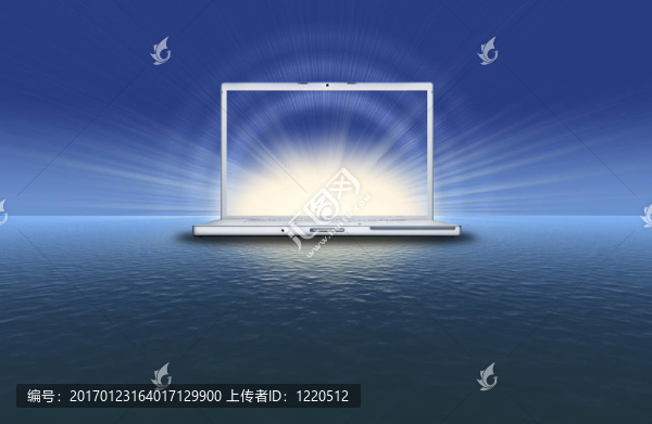 空白筆記本上日落藍(lán)色的大海