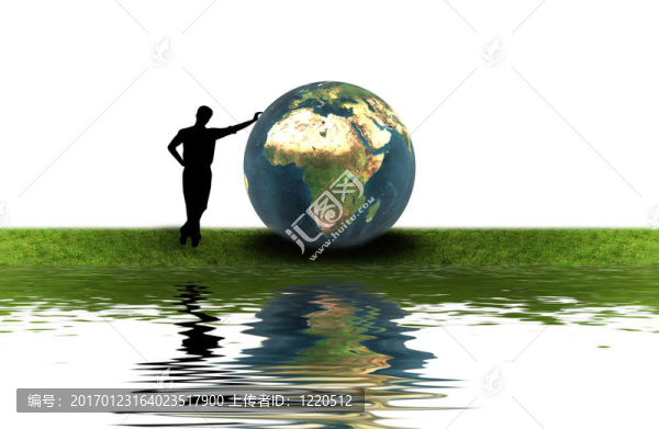 草地上的男人剪影
