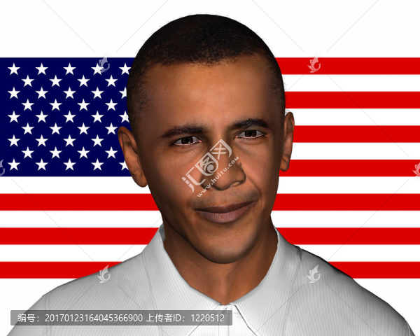 貝拉克·奧巴馬三維模型孤立在一個(gè)白色