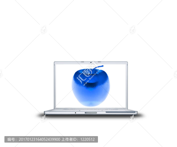 3D藍(lán)色玻璃蘋果筆記本電腦