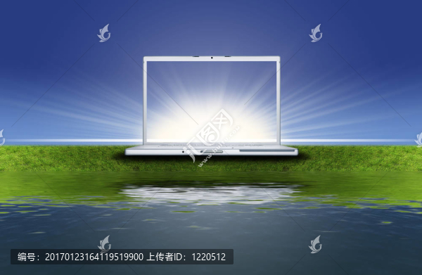 綠色筆記本上的空白筆記本電腦
