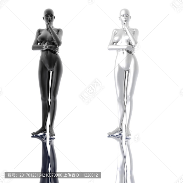 一個金屬的女孩雕像