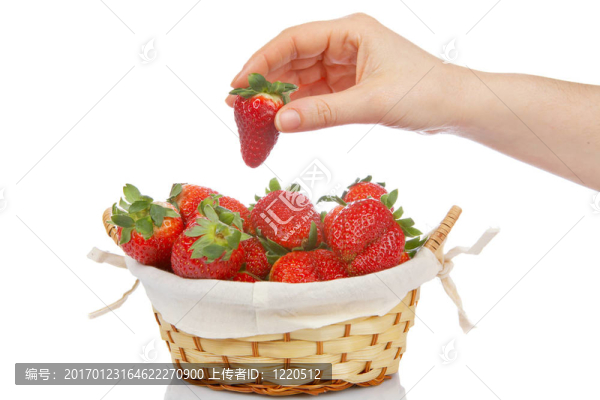 拿一個籃子里的草莓