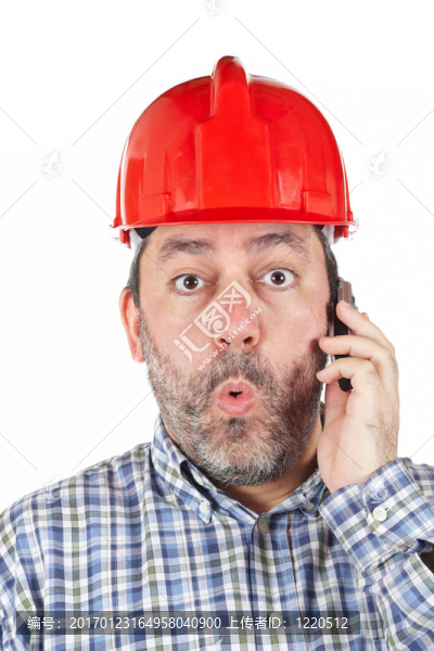 驚訝的建筑工人