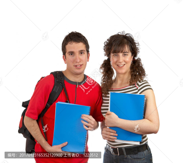 兩個學生的書和背包