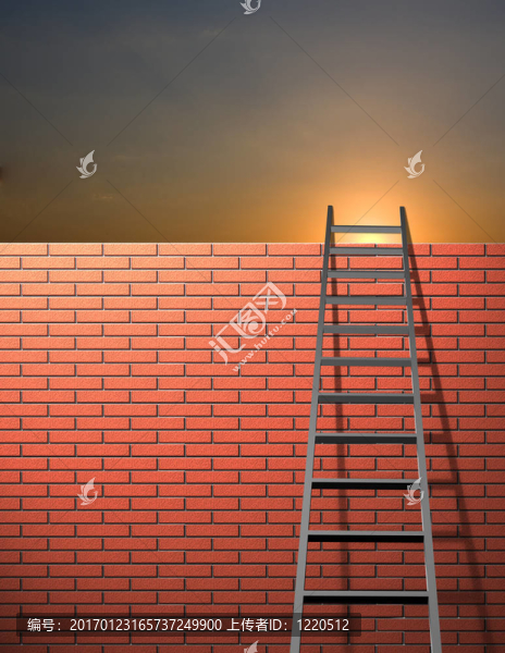 梯子靠在墻上的天空