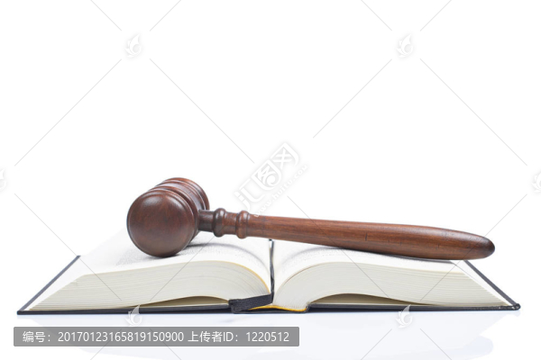 在打開的法律書槌