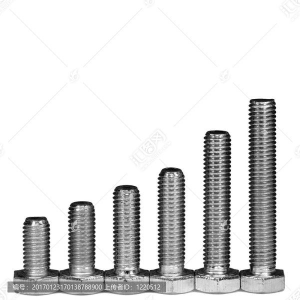 白色背景上的金屬螺絲