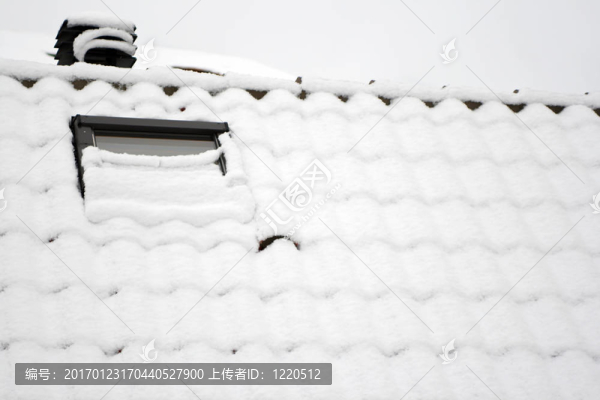 屋頂上的雪；蓋上的窗戶