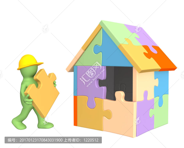 三維工作木偶建筑房子
