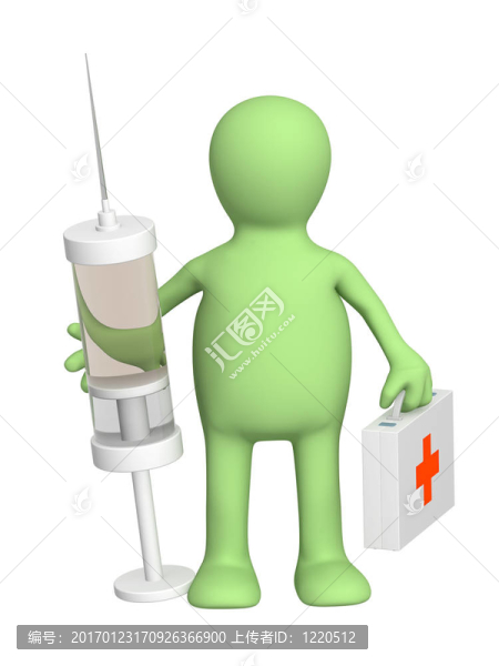 帶注射器的3D木偶醫(yī)生
