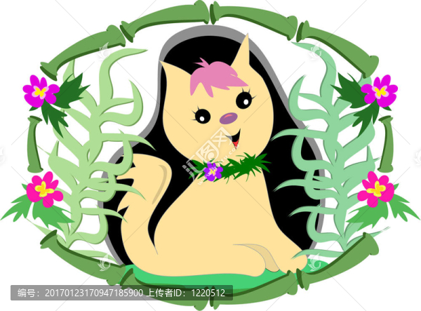 竹、花架中的熱帶貓