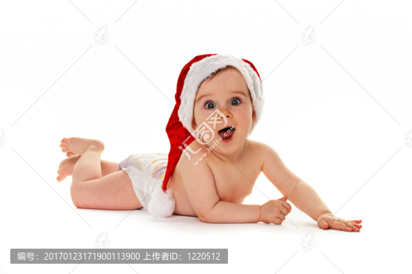 小孩子與圣誕老人帽子寶寶