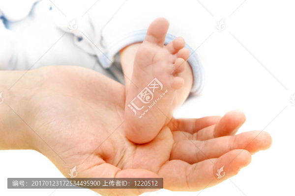 嬰兒的腳在父母手上