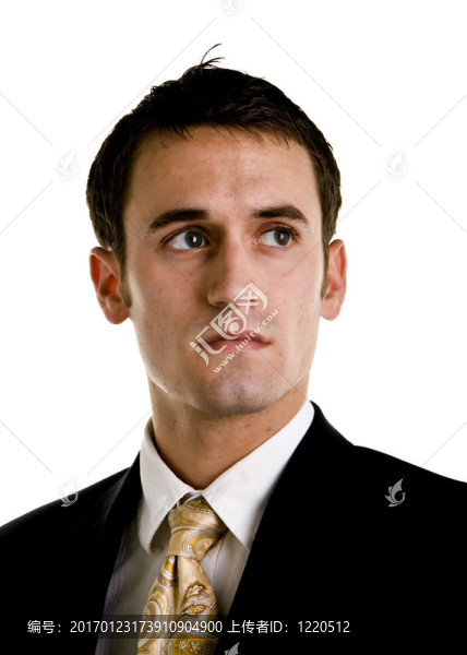 年輕的商人看左邊