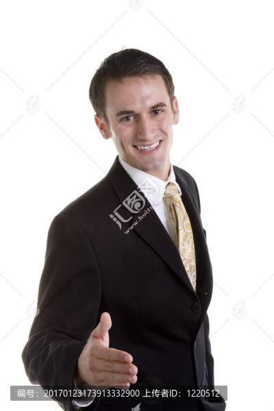 與握手的年輕商人