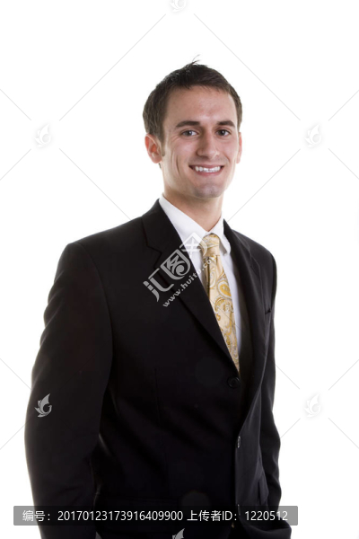 年輕人在漂亮的西裝面帶微笑