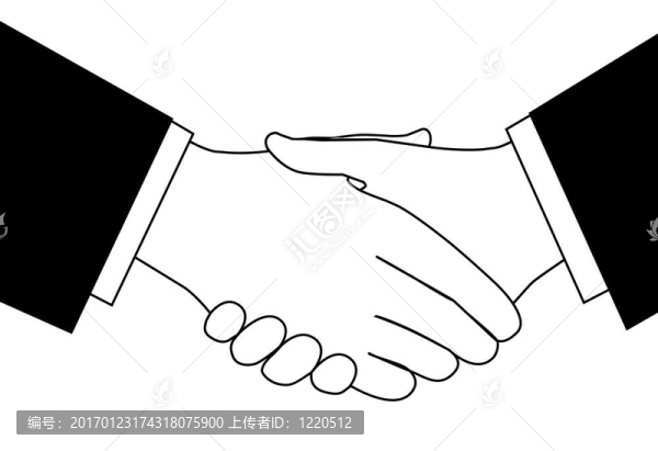在黑與白的生意握手剪貼畫素描