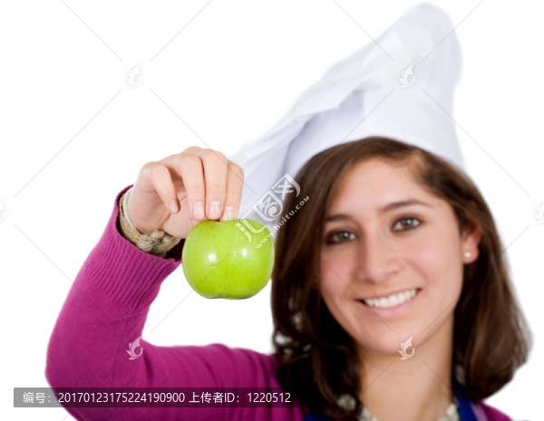 一個(gè)蘋果的女廚師