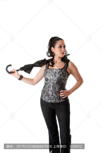 美麗的女性帶傘