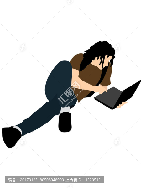 躺在筆記本電腦的人