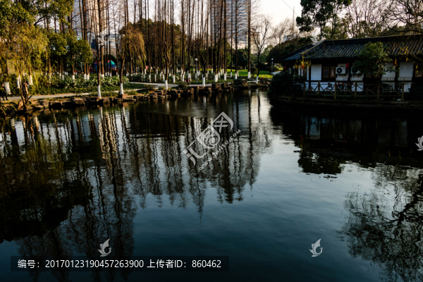 江南水鄉(xiāng)水面倒影,古鎮(zhèn),水面