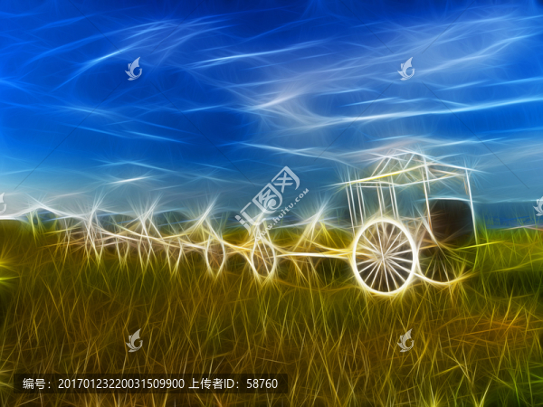 電腦畫,牧場(chǎng)勒勒車