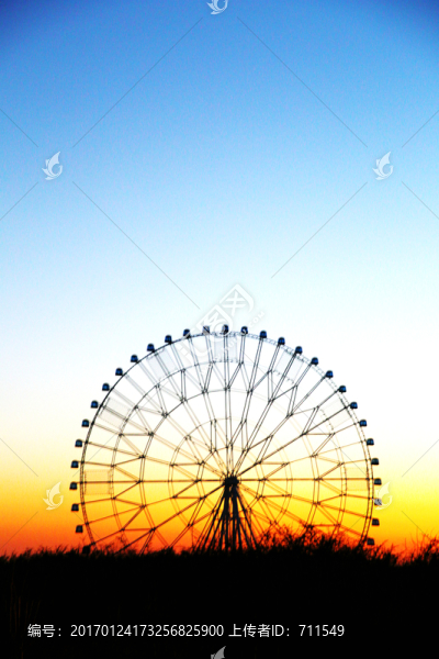 摩天輪,夕陽,天際線