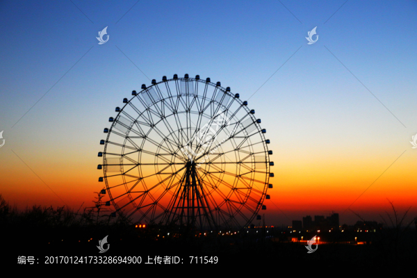 夕陽余暉,天際線,摩天輪