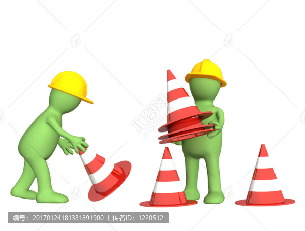 具有緊急錐的3D木偶