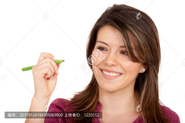 女孩在屏幕上繪圖