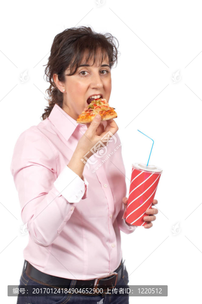 隨便吃比薩餅的女人