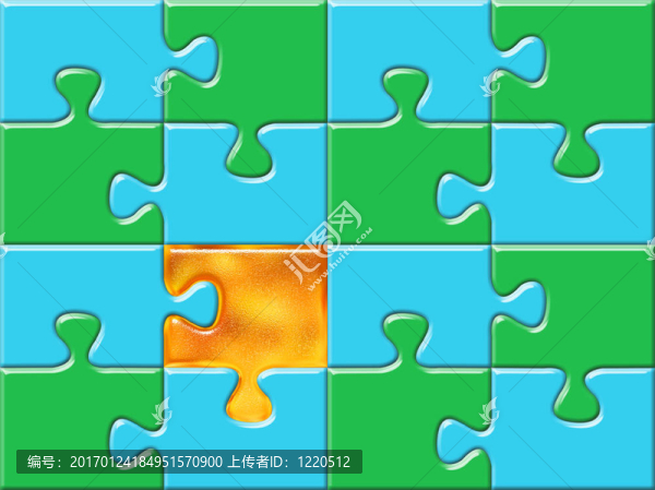 綠色和藍(lán)色的一張拼圖表面金黃