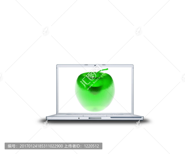 3D綠色玻璃蘋果筆記本電腦