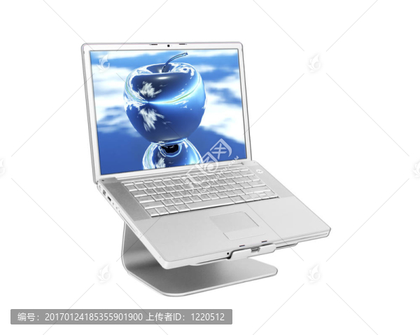 帶藍(lán)色蘋果的筆記本電腦