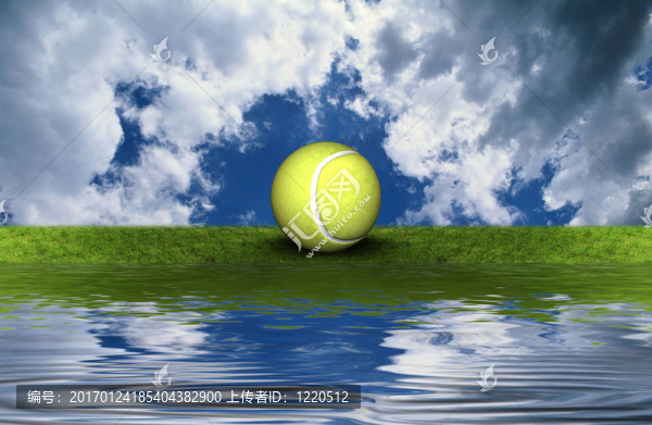 天空背景的草地上的網(wǎng)球-匯圖網(wǎng) www.fosd68.com 天空背景的草地上的網(wǎng)球