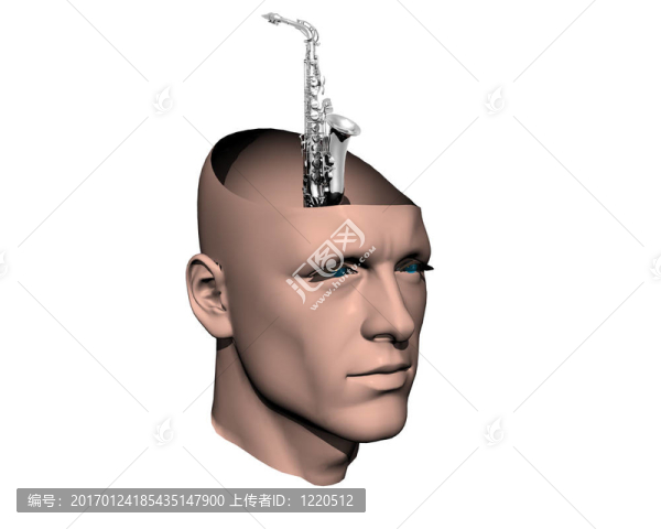 3d人裂頭吹薩克斯