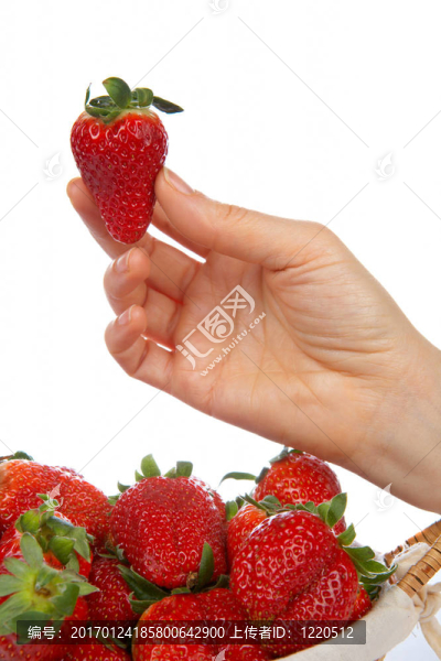 捧著一個(gè)新鮮多汁的草莓